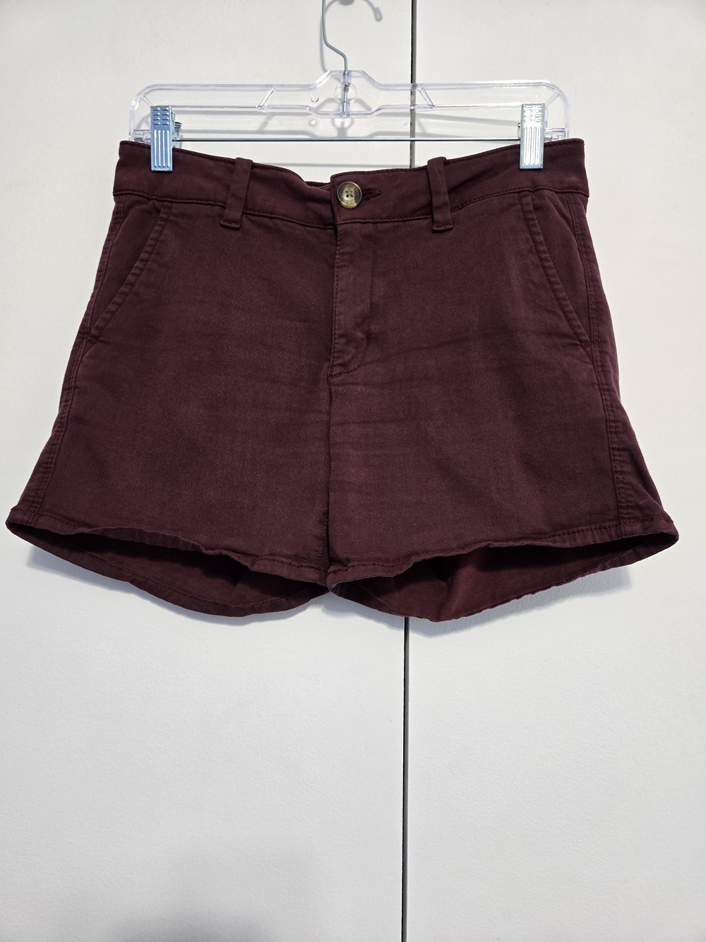 American Eagle AE Twill X Midi Burgundy Super Stretch Shorts Size 6
